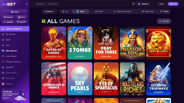 0xbet casino games