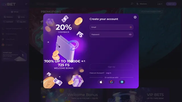 0xbet casino registration