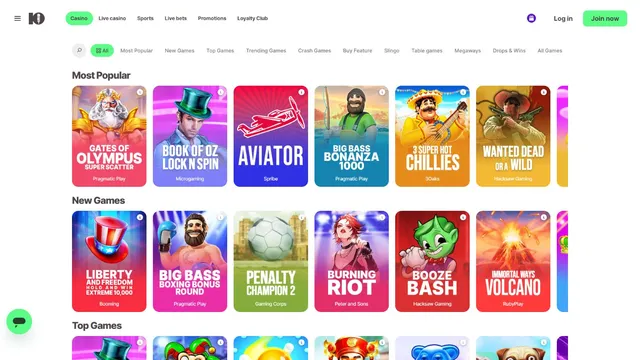 10bet casino games