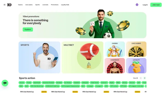 10bet casino website screen