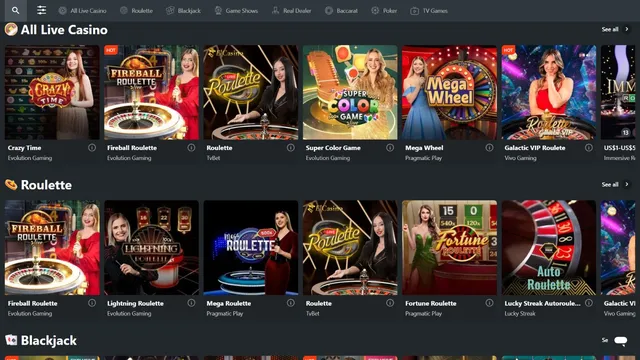 1bet casino live games