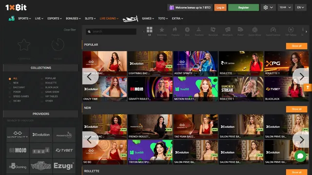 1xbit casino live games