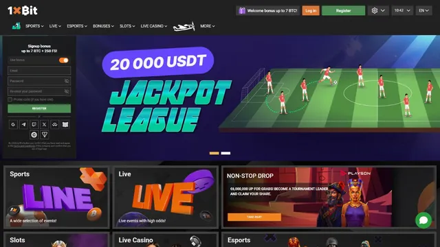 1xbit casino website screen