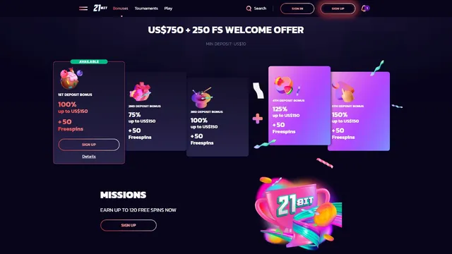 21bit casino welcome bonus