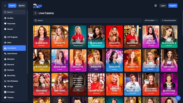 2up casino live games