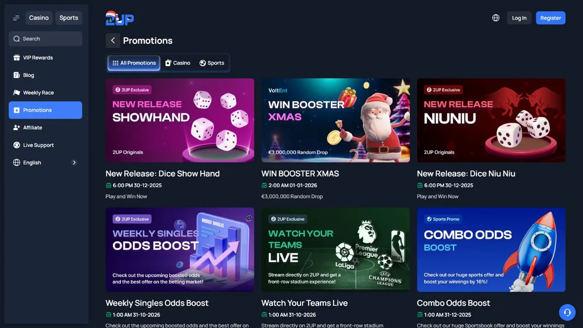 2up casino promotions