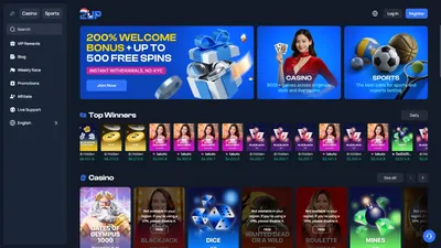 2up casino website screen