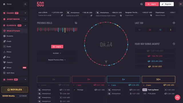 500 casino fortune wheel