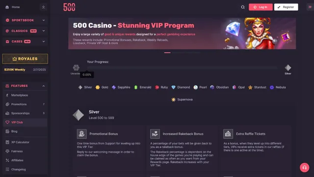 500 casino vip club