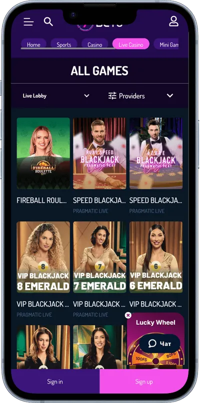 7Bets casino phone live games
