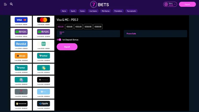 7bets casino deposit