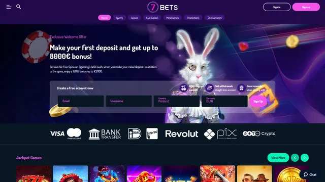 7bets casino website screen