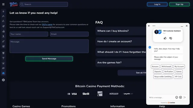 7bitcasino support