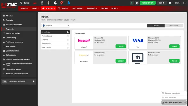 888starz casino deposit