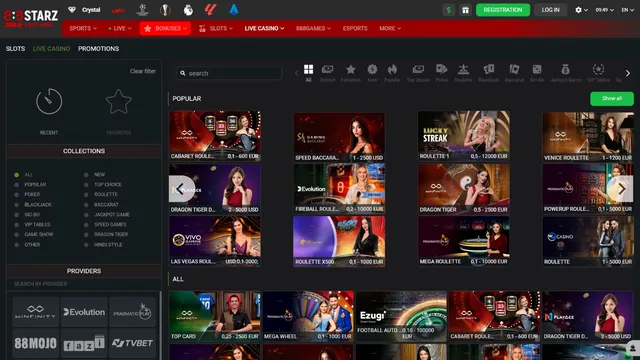 888starz casino live games