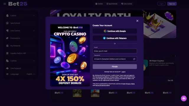 bet25 casino registration