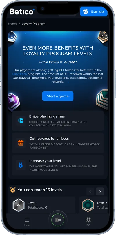 Betico casino vip phone screen