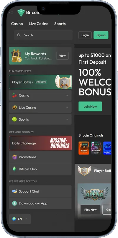 BitcoinVIP Casino phone main