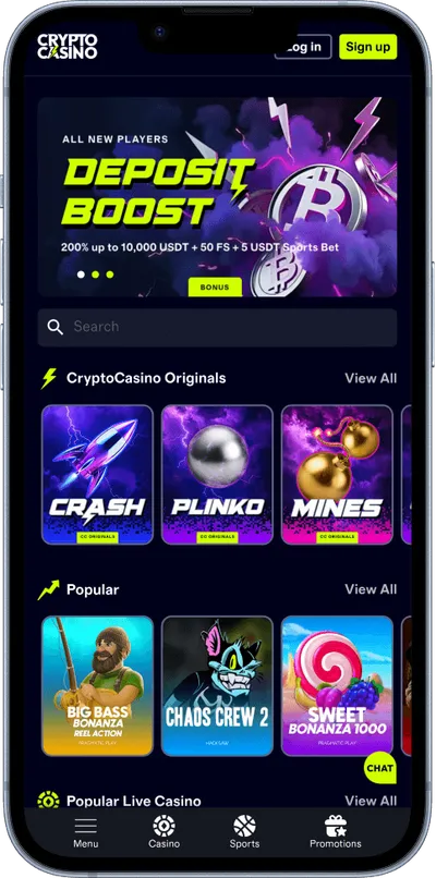 CryptoCasino casino phone maine screen