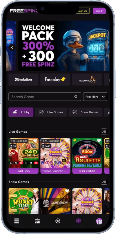 Freespinz Casino phone main