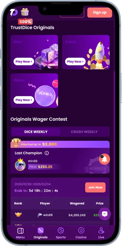 trust dice casino phone screen live games