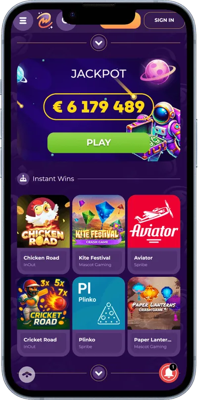 MilkyWay Casino phone screen jackpot