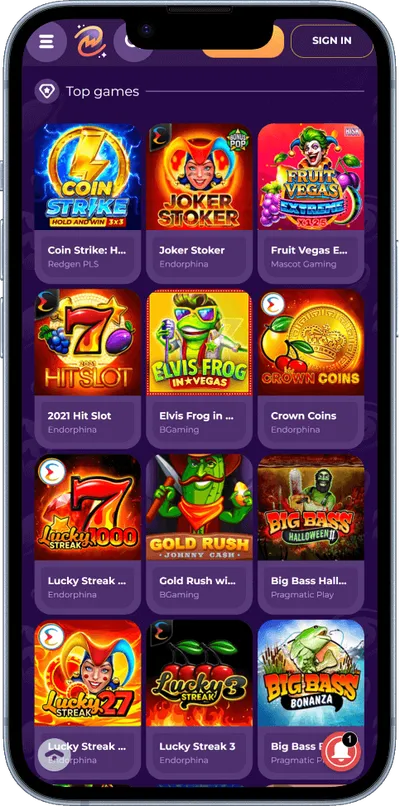 MilkyWay Casino phone screen slots