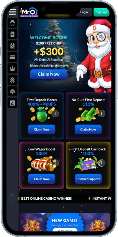 MrO Casino phone screen main