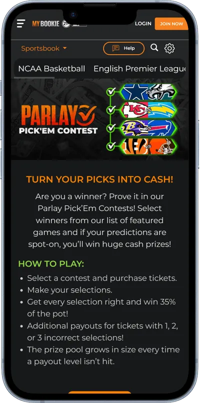 MyBookie Casino phone screen sports betting