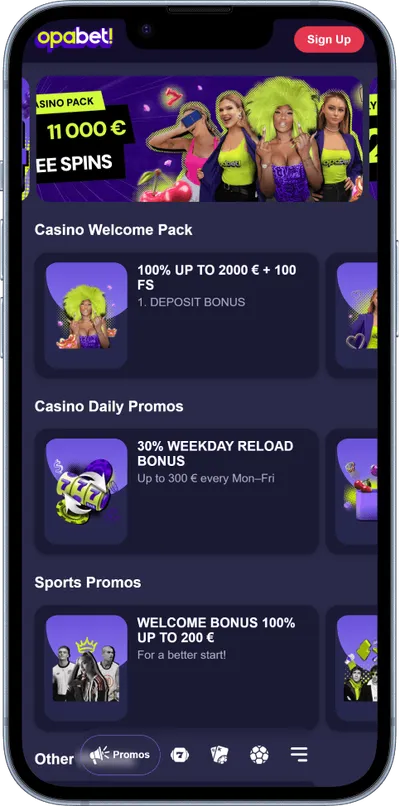 Opabet Сasino phone promo