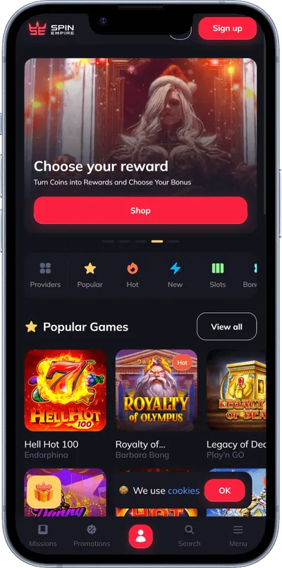 SpinEmpire Casino phone main