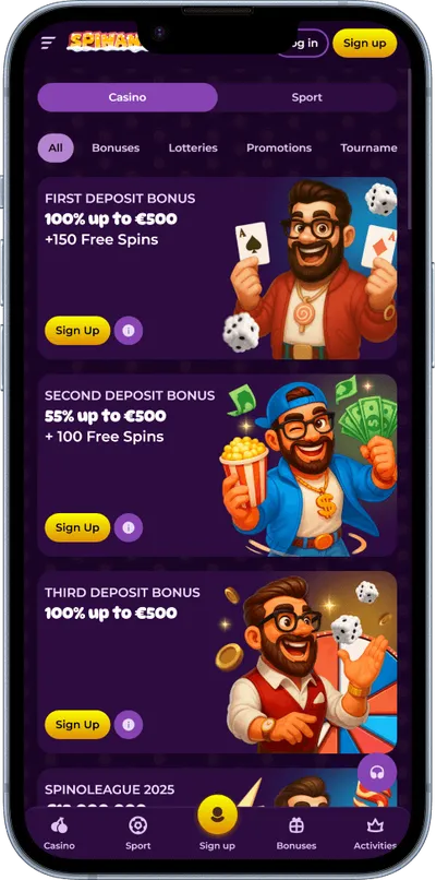 Spinania Casino phone promo