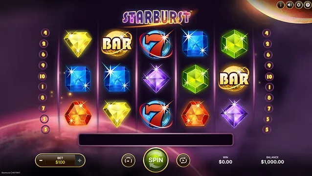 Starburst slot game screen
