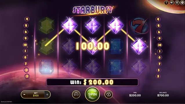 Starburst slot win screen