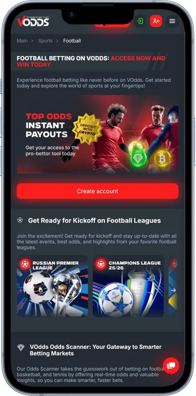 VOdds casino phone screen sports betting