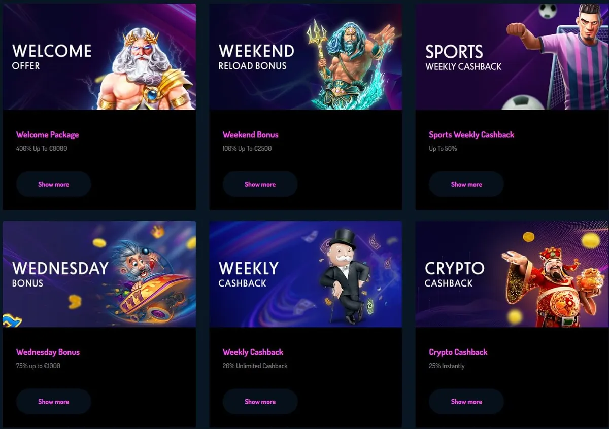 7Bets casino types of bonuses