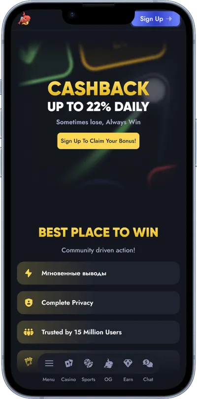 Whale.io Casino phone screen cashback