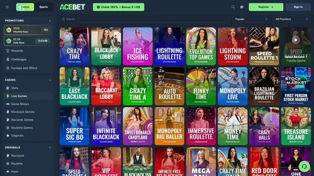 acebet casino live games