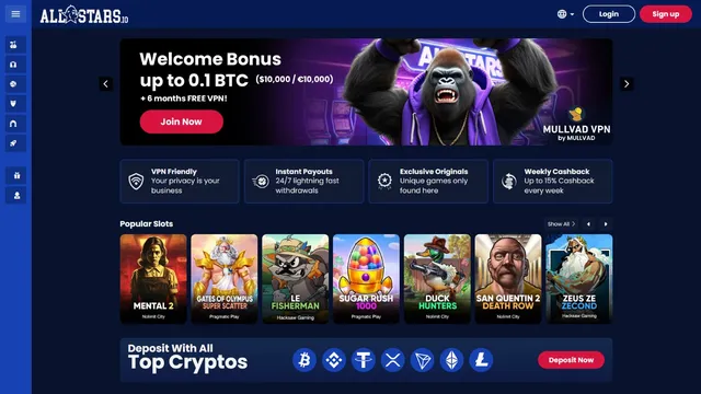 allstars casino website screen