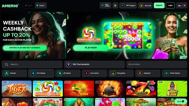 amerio casino website screen