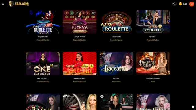 anoncasino live games