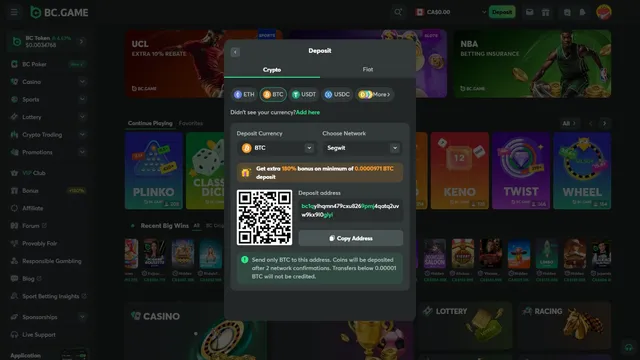 bcgame casino deposit