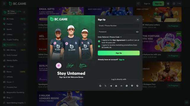 bcgame casino registration