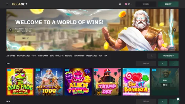 belabet casino website screen