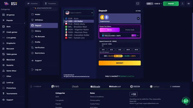 bet4slot casino deposit