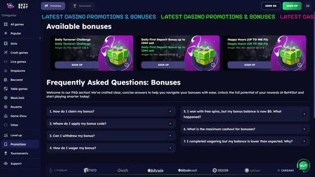 bet4slot casino promotions