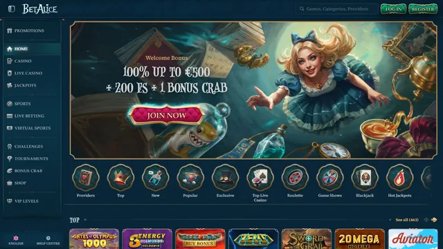 betalice casino website screen