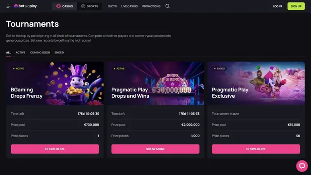 betandplay casino tournaments