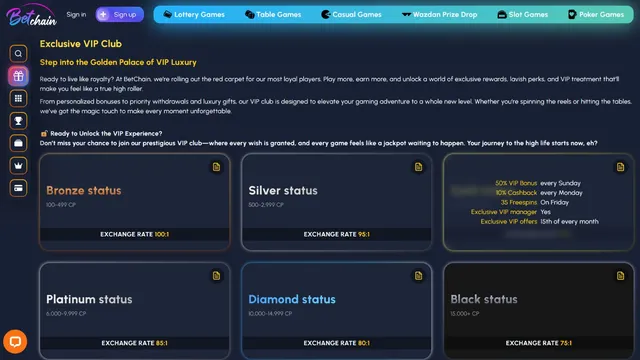 betchain casino vip club