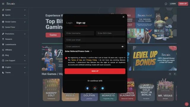 betcoin casino registration